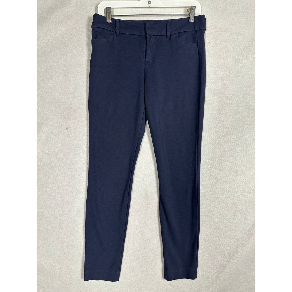 Old Navy Pants Womens 6 Pixie Built-In Sculpt Navy Blue Slim Tapered Stretch EUC